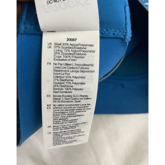 Brooks 32D Dare Racerback Run 2.0 Sports Bra Lagoon Speckle Print Sweat Wicking - Picture 3 of 10